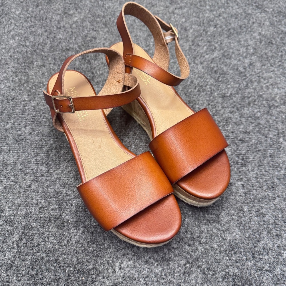 Michael Shannon Kaitlin Wedge Sandals Womens 9.5 Brown Espadrille Boho Platform